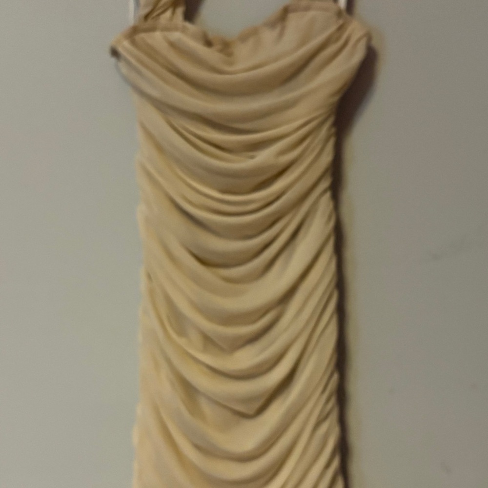 SHEIN Strapless Cream Ruched Dress